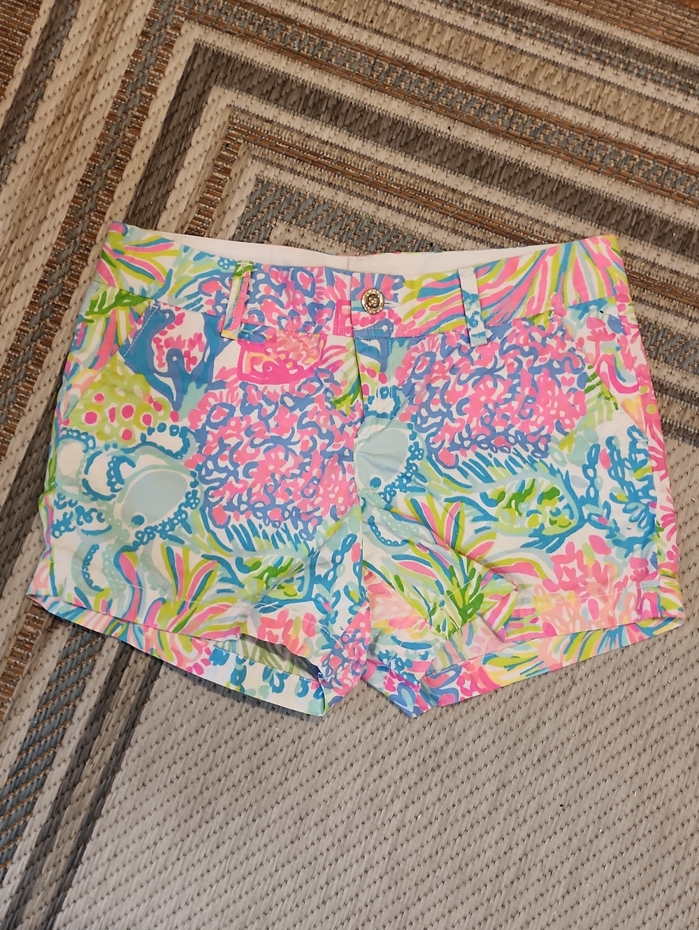 Lilly Pulitzer Pastel Floral High-Waist Shorts - Pink, Blue & Green